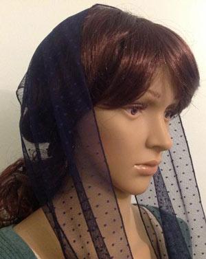 Темно-синий фатиновый шарфик